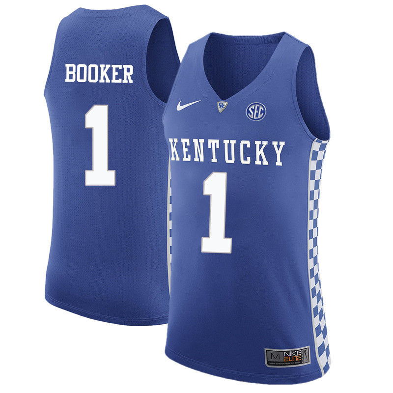 Men Kentucky Wildcats #1 Devin Booker College Basketball Jerseys-Blue